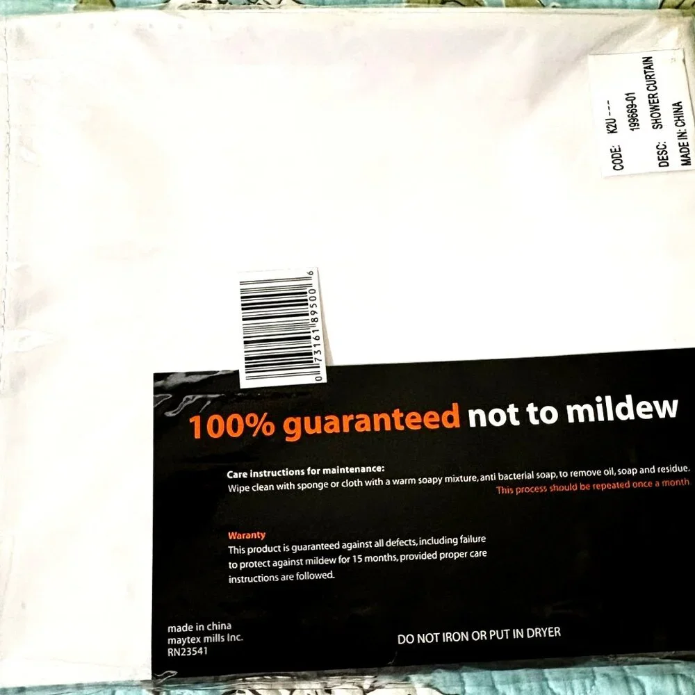 Maytex Mills heavy-duty white shower curtain or liner, 72